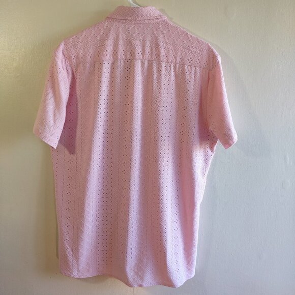 COOFANDY Short Sleeve Retro Eyelet Shirt Resort Tropical Men's Size Medium Y2K - Picture 4 of 7